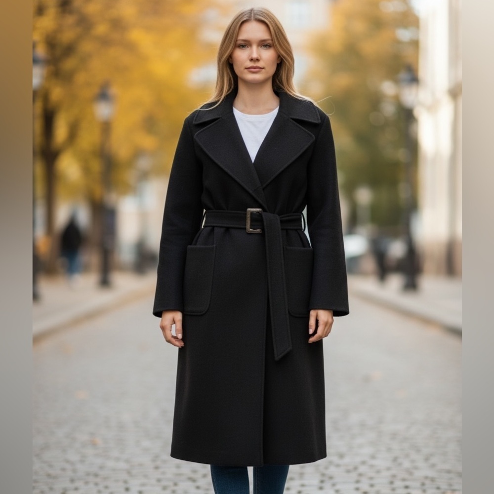 Oscar de la Renta Black Women's Trench Coat - Elevated Streetwear - Size 8